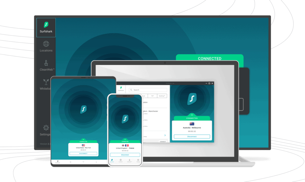 Surfshark VPN apps on devices