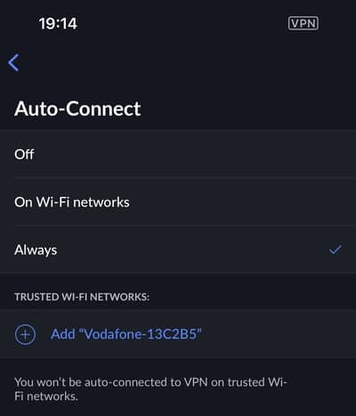 Autoconnect VPN feature