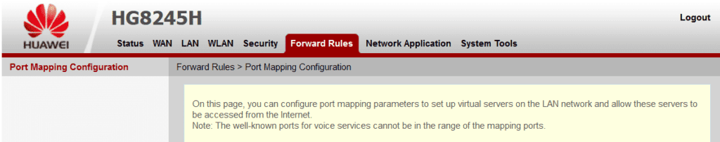 Router Forward Rules Tab