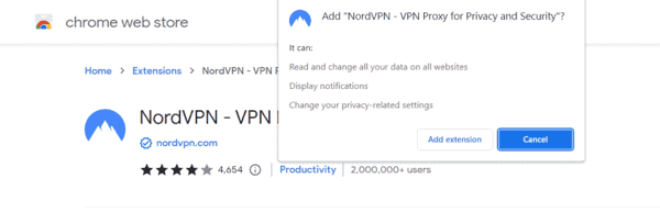 Step 4. Confirm NordVPN Chrome Extension