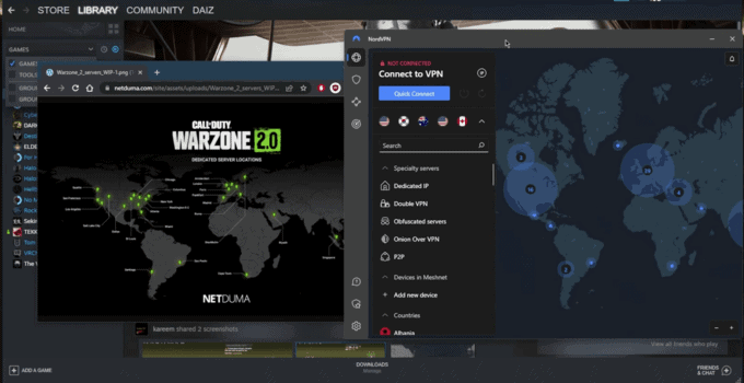 Playing COD Warzone with NordVPN on Low Ping