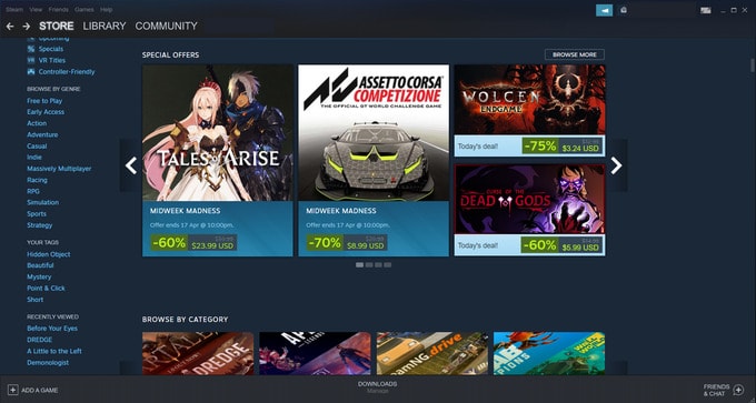 Steam store opened with NordVPN