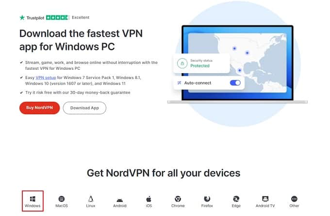 Get NordVPN Home Screen
