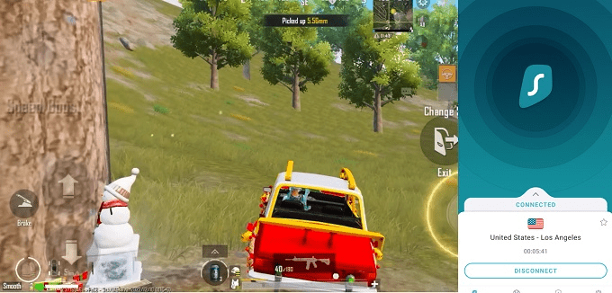 Playing PUBG mobile with Surfshark