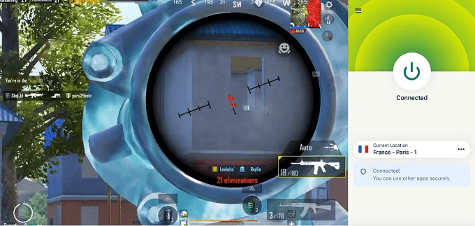 Playing PUBG mobile with ExpressVPN