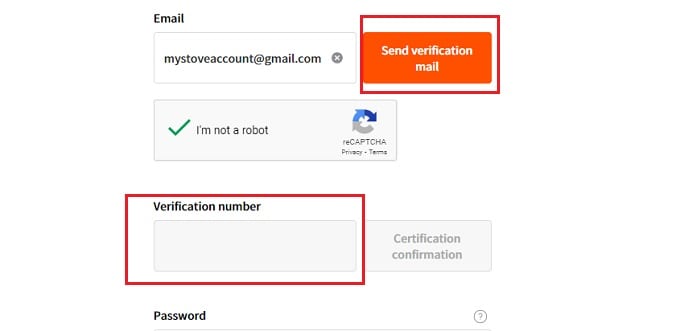 Verification phone number on Stove website