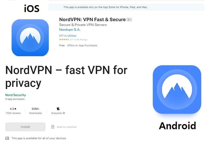NordVPN Download Screen in the app Store