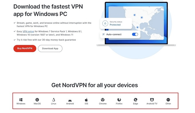 NordVPN download screen