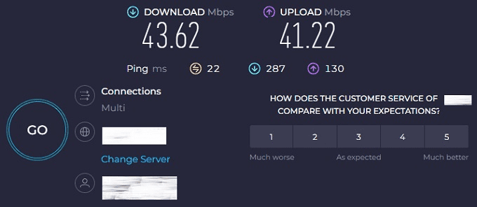 Speed and ping test with A VPN