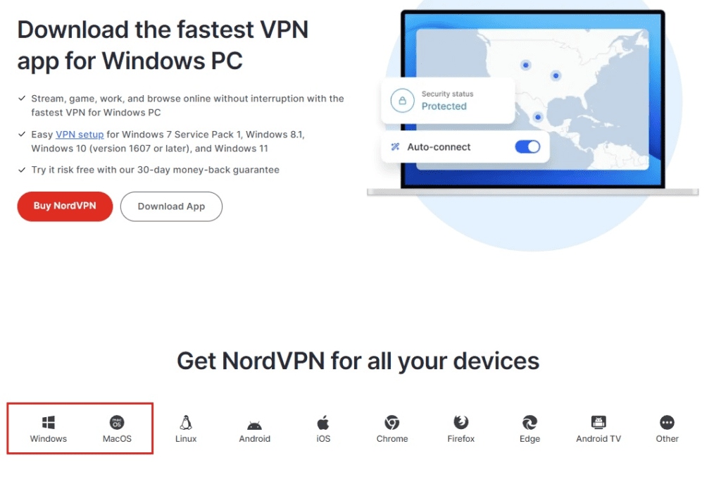 NordVPN download page