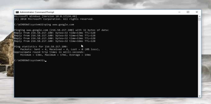 Windows Ping Command in Terminal