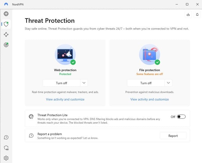 NordVPN threat protection feature